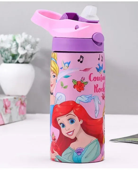 Striders Disney Princess Printed Stainless Steel Sipper Bottle - 500Ml - Jaiman Toys