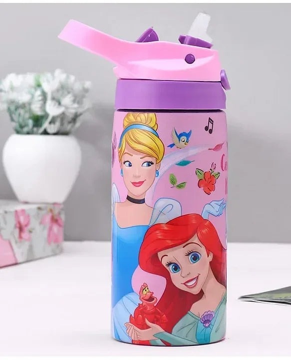 Striders Disney Princess Printed Stainless Steel Sipper Bottle - 500Ml - Jaiman Toys