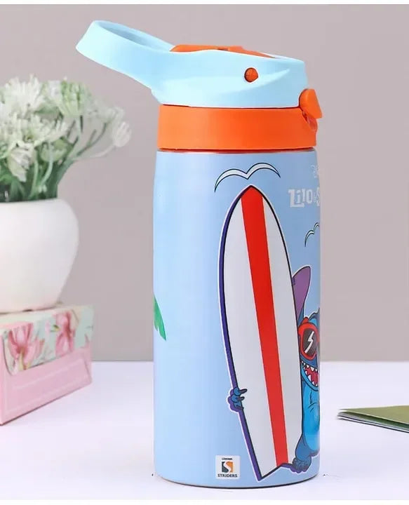Striders Disney Lilo and Stitch Printed Stainless Steel Sipper Bottle - 500Ml - Jaiman Toys