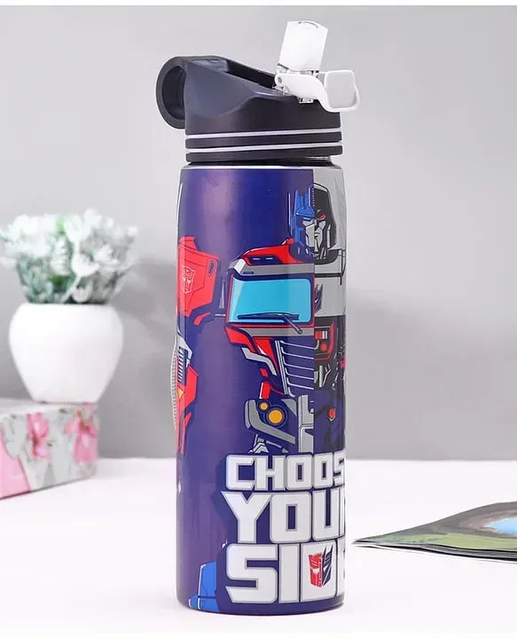 Striders Transformers Printed Stainless Steel Sipper Bottle - 700Ml - Jaiman Toys
