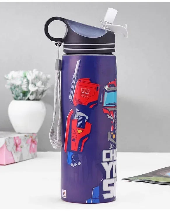 Striders Transformers Printed Stainless Steel Sipper Bottle - 700Ml - Jaiman Toys