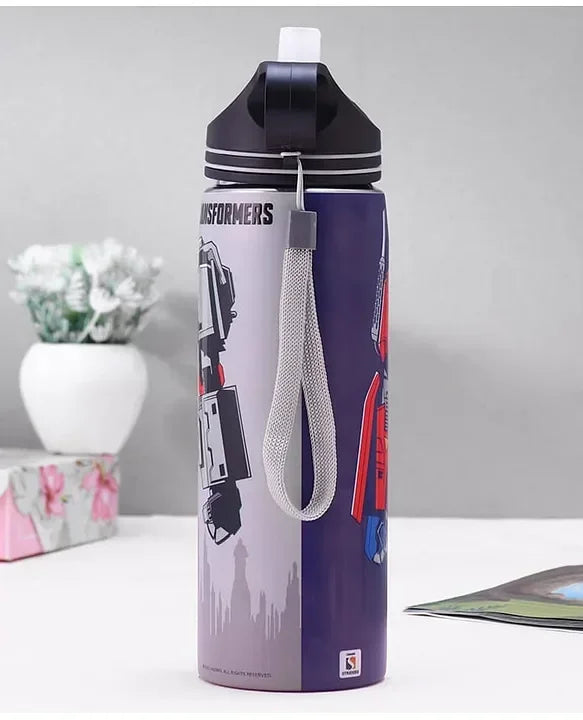 Striders Transformers Printed Stainless Steel Sipper Bottle - 700Ml - Jaiman Toys