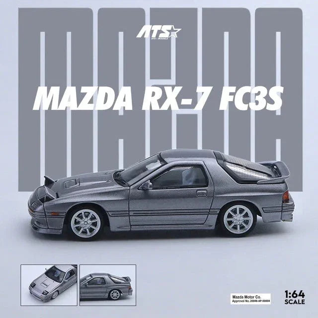 ATS 1:64 Mazda RX-7 Mk2 FC3S – Silver Grey | Retractable Headlights Diecast Model (ATS880203)