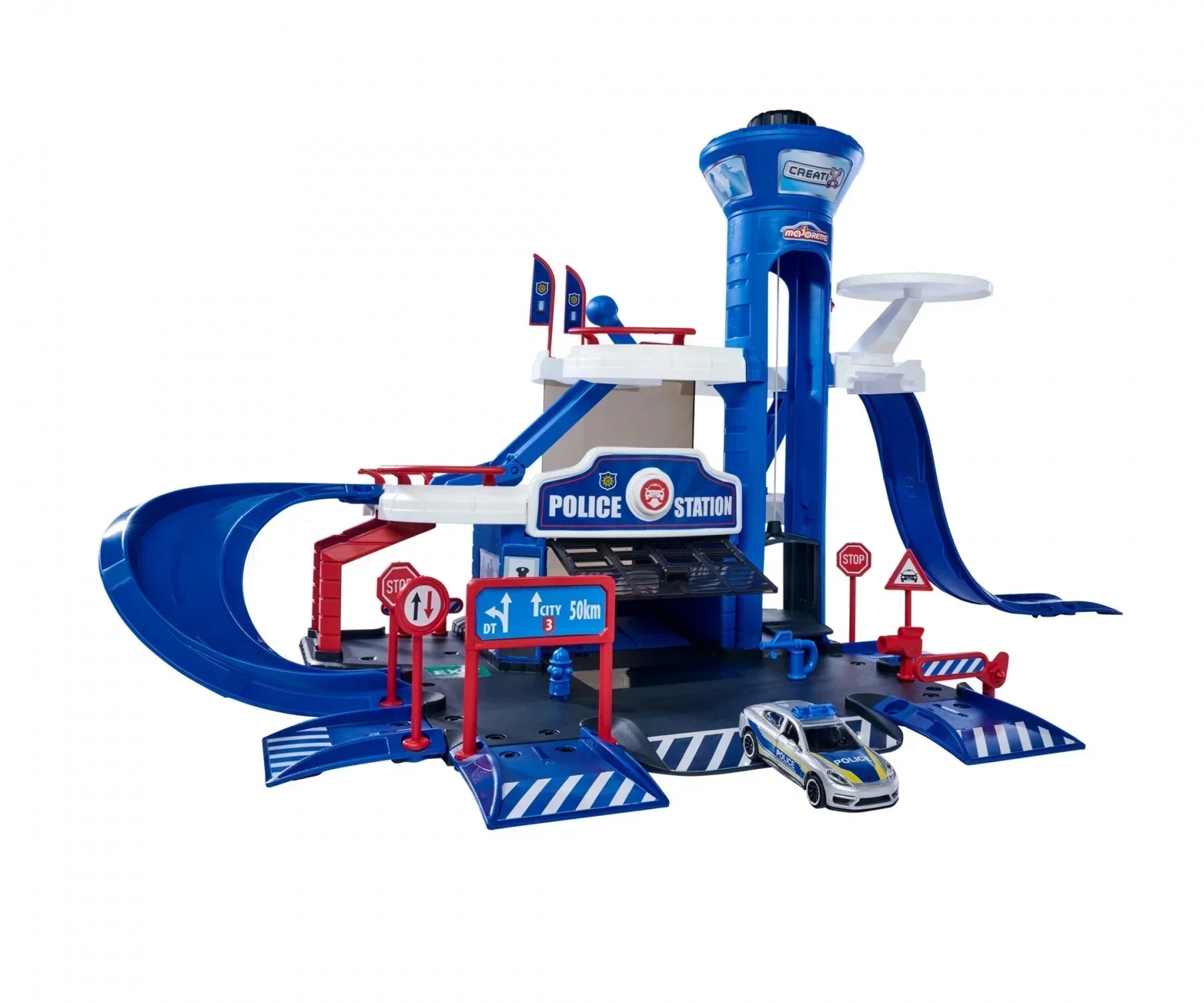 Majorette Creatix Police Station + 1 Vehicle Track Set - Jaiman Toys
