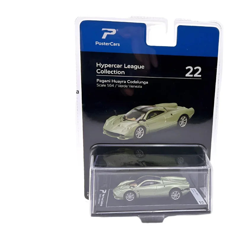 PosterCars 1:64 Pagani Huayra Codalunga – Verde Venezia | Hypercar League Collection No.22 Diecast Model - Jaiman Toys