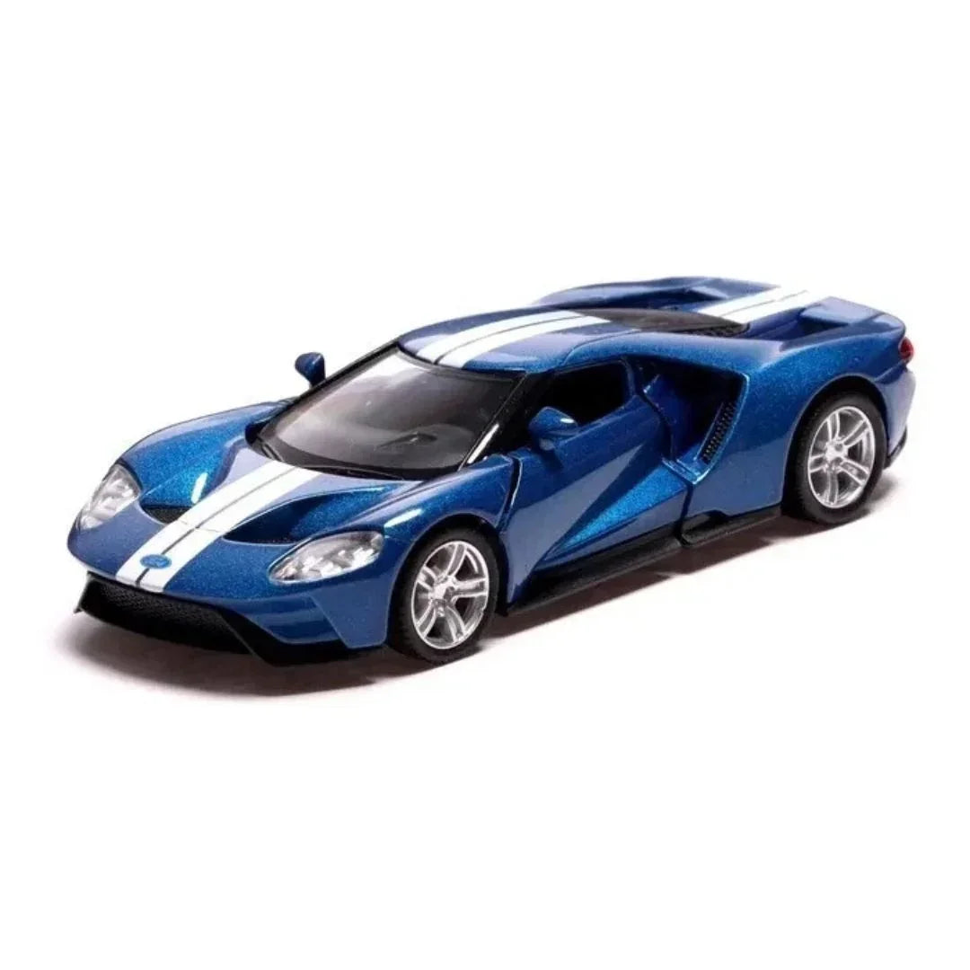 RMZ City Ford GT 1:36 Die-Cast Sports Car | Pull Back & Go | Openable Doors | Blue / Grey Variants