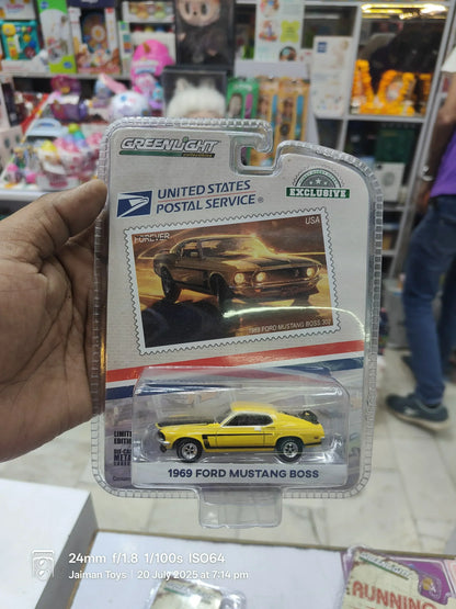 Greenlight USPS Exclusive – 1969 Ford Mustang Boss 302 Die-Cast Car (1:64 Scale) - Jaiman Toys
