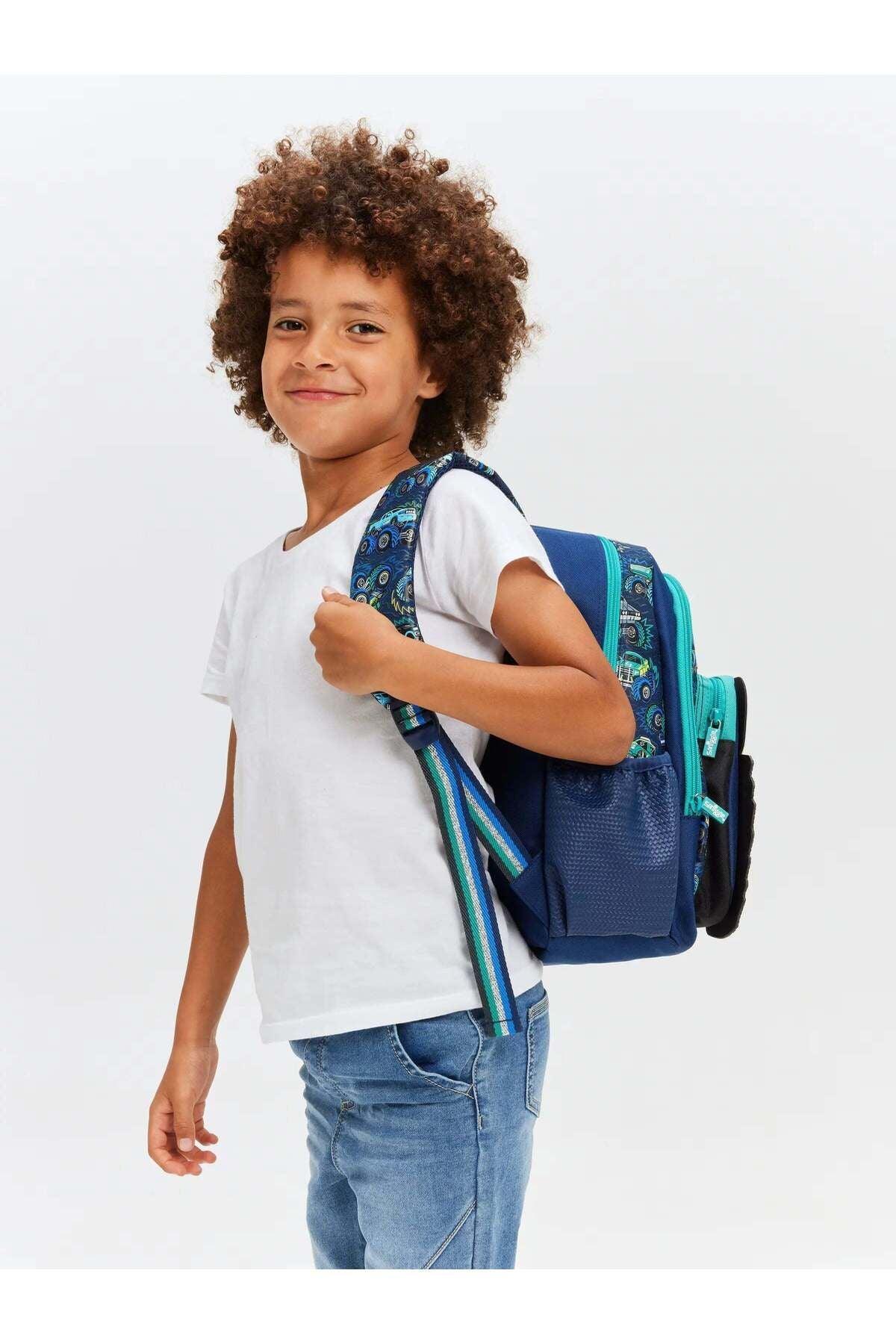 Smiggle School Bag : Monster Truck Colorful & Stylish 14 Inch Backpack for Kids - Jaiman Toys