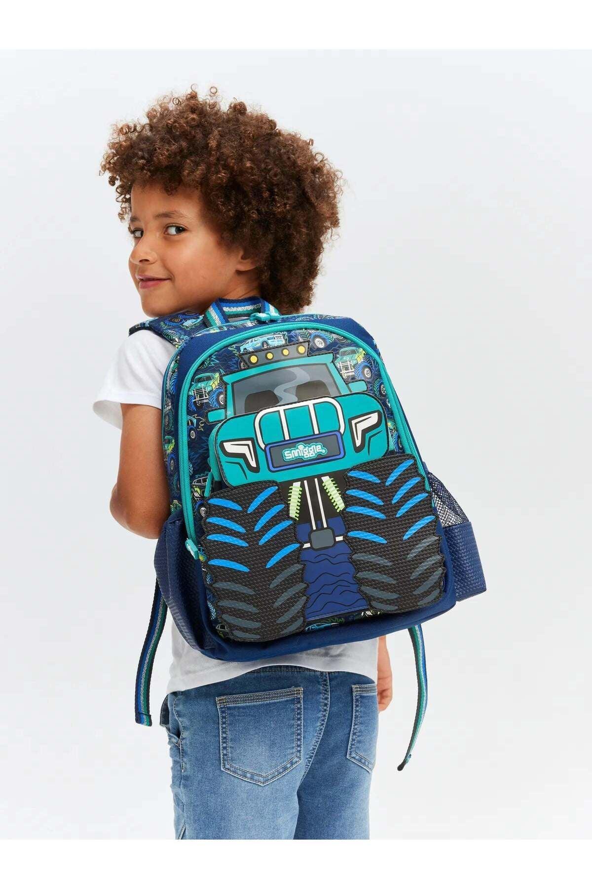 Smiggle School Bag : Monster Truck Colorful & Stylish 14 Inch Backpack for Kids - Jaiman Toys