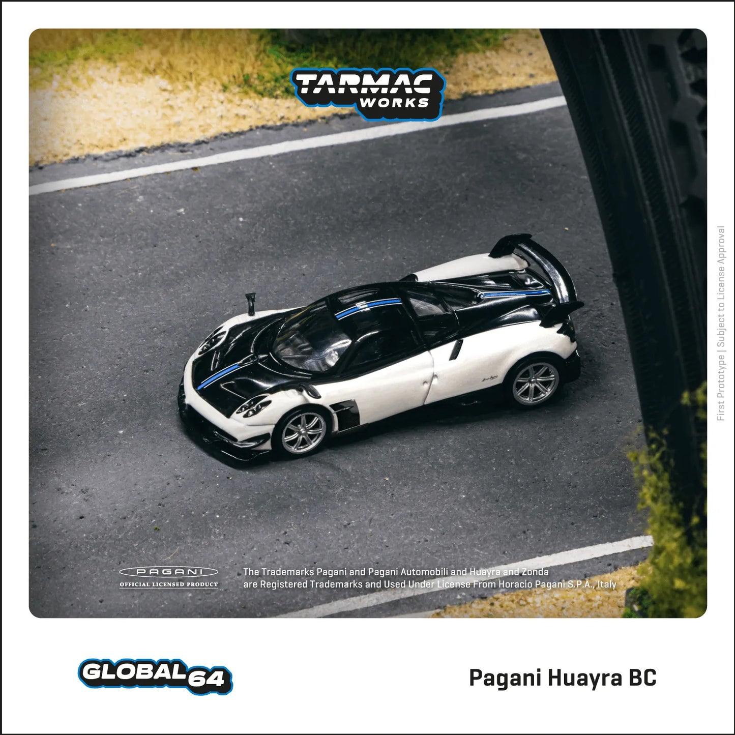 Tarmac Works GLOBAL64 1:64 Pagani Huayra BC Bianco Benny Diecast Model Car (T64G-TL014-WH)