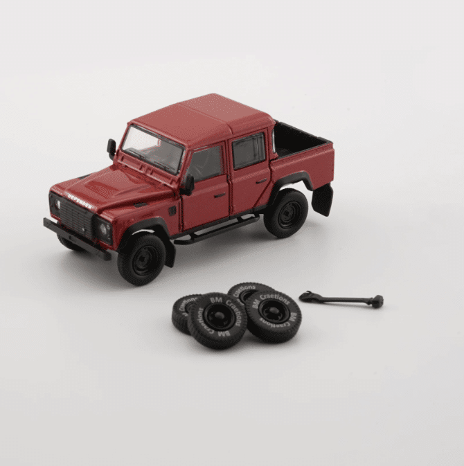 BM Creations 1:64 Land Rover Defender 110 Pick Up Diecast Model Car | Premium Collectible with Opening Parts | Two Color Variants