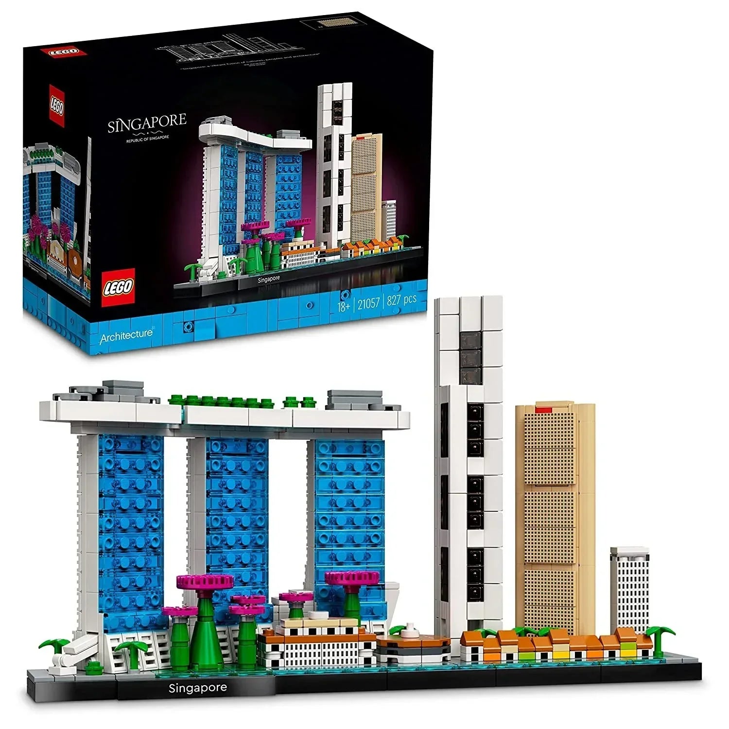 LEGO 21057 Architecture Skyline Collection: Singapore Building Kit; Collectible Display Model for Adults (827 Pieces) - Jaiman Toys