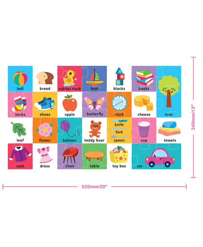 Hinkler Building Blocks Floor Puzzle First Words | 28-Piece Educational Word Matching Jigsaw Puzzle with 16-Page Activity Book & Poster | Learning Puzzle for Kids Ages 3+