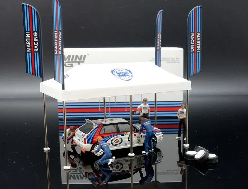 Mini GT 1:64 Paddock Service Tent Set Martini Racing AC16 - Jaiman Toys