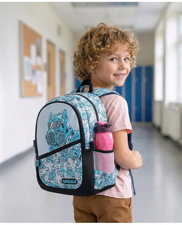 Smiggle Transformers Optimus Prime Backpack 42cm | Kids School Bag Laptop Sleeve & Dual Bottle Pockets