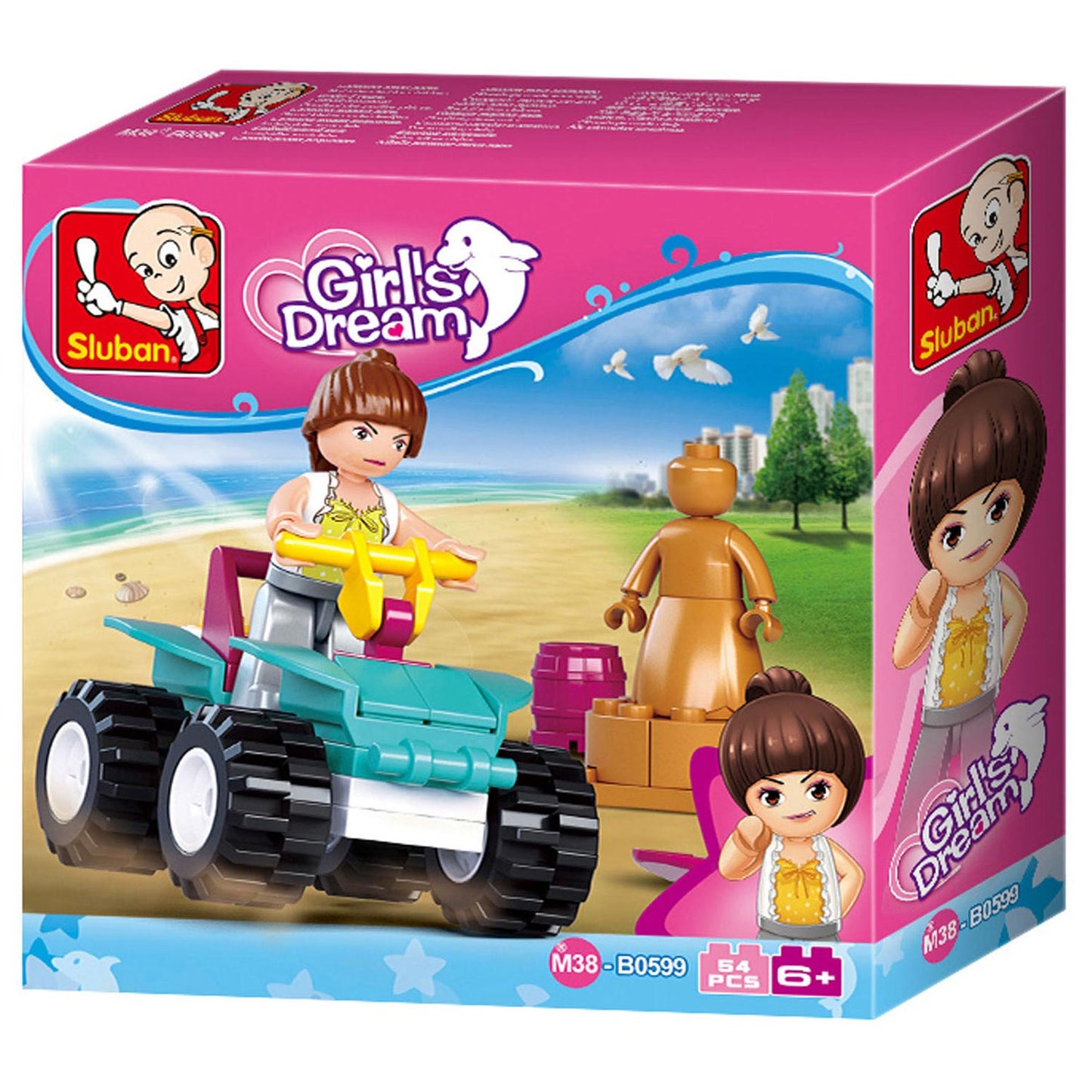 Sluban Girl's Dream Beach ATV Building Block Set M38-B0599 | 51 Pieces | Educational Construction Toy for Kids 6+