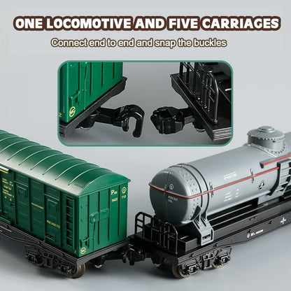 FENMING Battery Operated Steam Train Set with Smoke, Lights & 72-Inch Track Layout | Classic Railway Toy Train