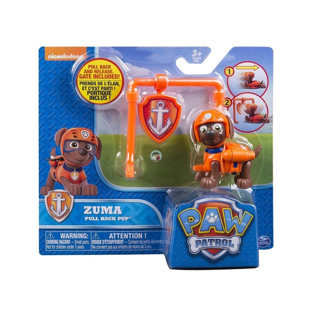 (Damaged Pack) PAW Patrol Zuma Pull Back Pup Figure with Launch Gate | Pull-Back Action Toy for Kids 3+