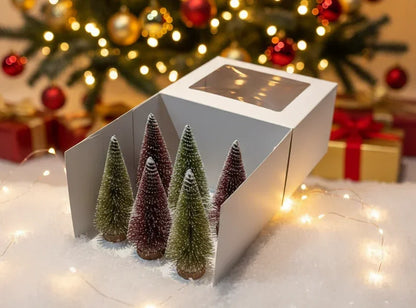 SWEN SELENE Miniature Festive Trees – Set of 6 Warm Christmas Décor Ornaments