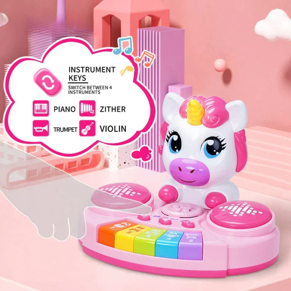 Multifunctional Electronic Pretend Piano Drum Set for Kids | Musical Keyboard & Drum Toy with Lights & Sound