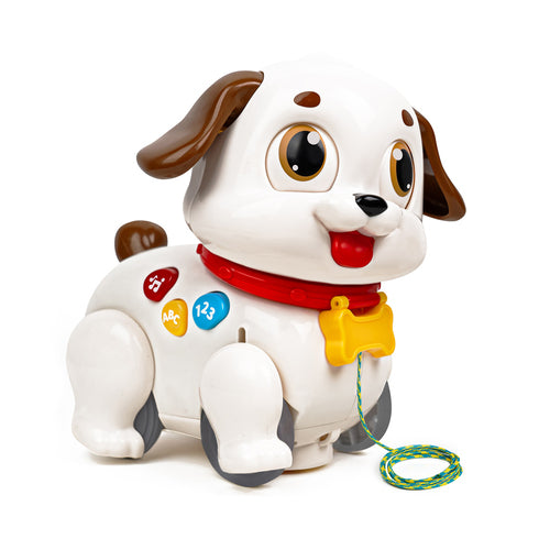 Hola Crawl & Pull Along Learning Puppy – Musical Interactive Baby Toy with Songs, Lights & Educational Buttons (6–36 Months)
