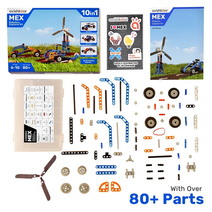 Avishkaar MEX 10-in-1 Robotic Explorer Kit | STEM Build & Play Kit Ages 6-10