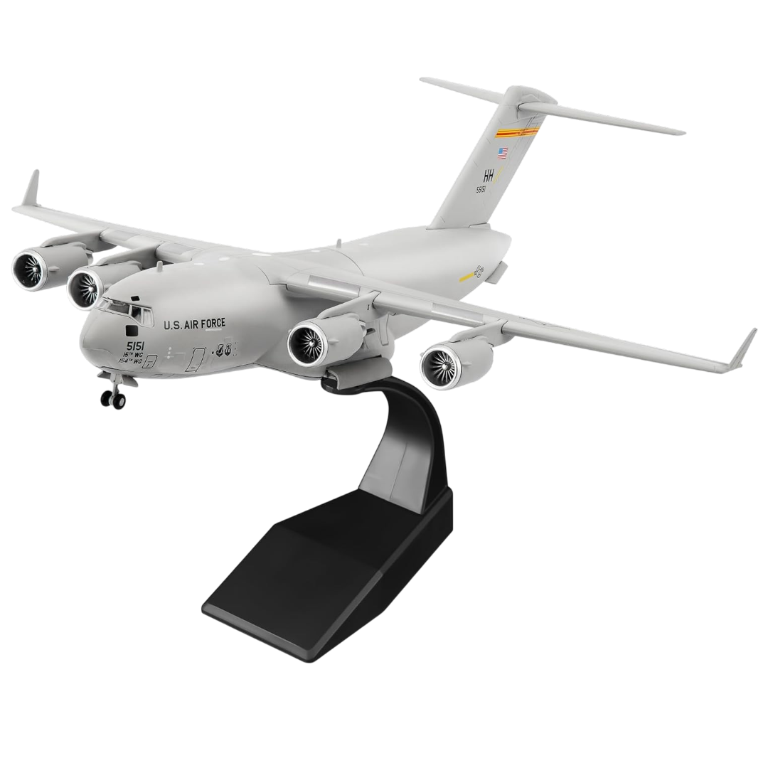 C-17 Globemaster III U.S. Air Force Military Transport Aircraft 1:200 Diecast Model with Display Stand