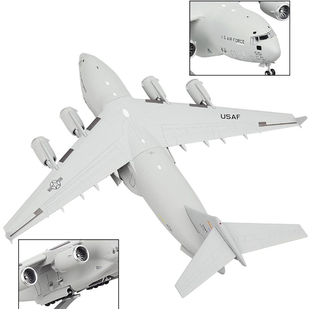 C-17 Globemaster III U.S. Air Force Military Transport Aircraft 1:200 Diecast Model with Display Stand