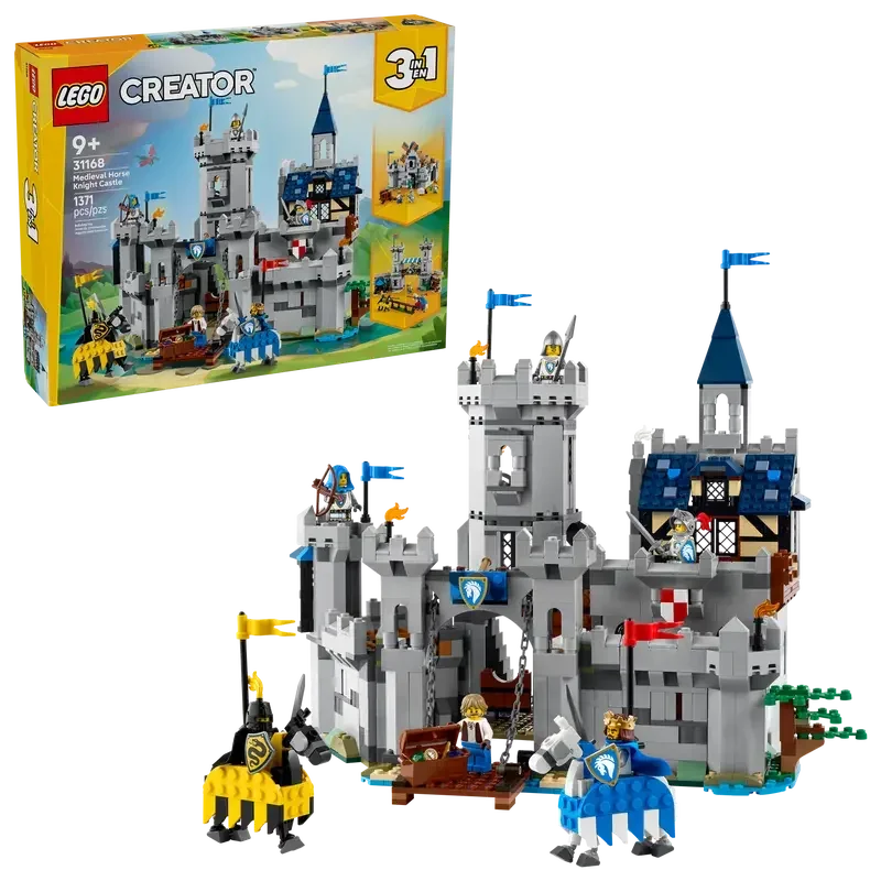 LEGO 31168 Creator 3-in-1 Medieval Horse Knight Castle  1,371 Pieces, Ages 9+ - Jaiman Toys