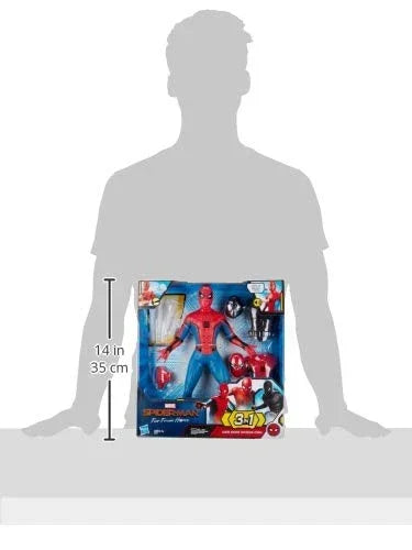 SPIDER-MAN Marvel Plastic Far From Home Deluxe 13-Inch-Scale Web Gear Action Figure With Sound Fx, Suit Upgrades, And Web Blaster Accessory - Multicolor - Jaiman Toys