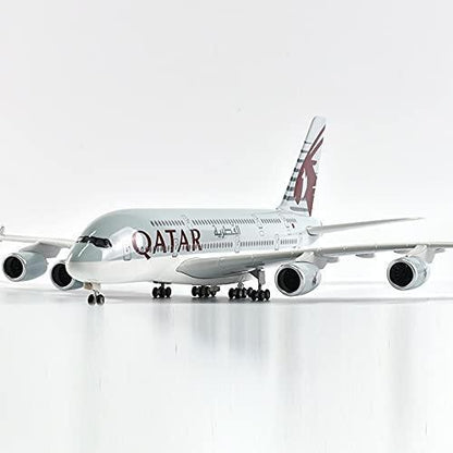 Qatar Airlines Airbus A380 LED Lit - Airplane 1/160 Plane Model Replica Toy Decor - 46 cm - Jaiman Toys