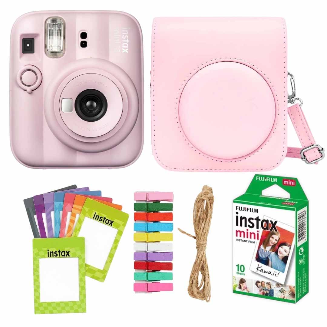 Fujifilm Instax Mini 13 Instant Camera + 10 Shot Films + 1x Camera Case + 10X Paper Photo Frame + 10 Photo Hanging Clips (Memory Maker Pack) Candy Pink