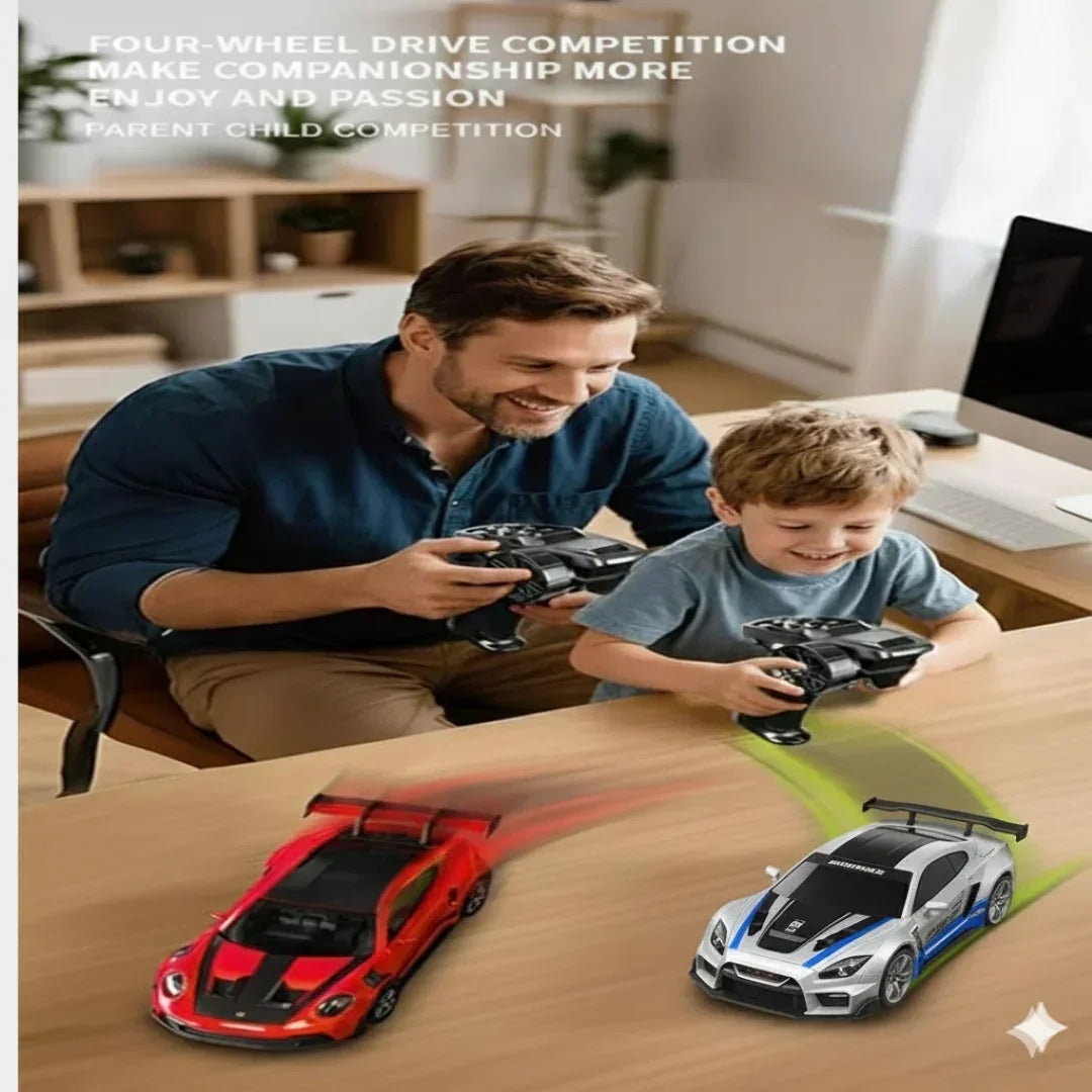 Hstar 1:43 RC Drift Car  2.4GHz 4WD Alloy 20 km/h High-Speed RC Racing Car with Gyro – (Light Blue)