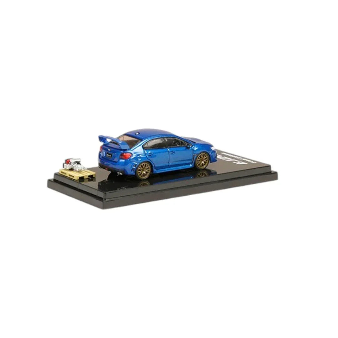 1:64 Hobby JAPAN HJ642021FBL Subaru WRX STI EJ20 Final Edition Scale Die-Cast Model Car with Engine Display – WR Blue Pearl - Jaiman Toys