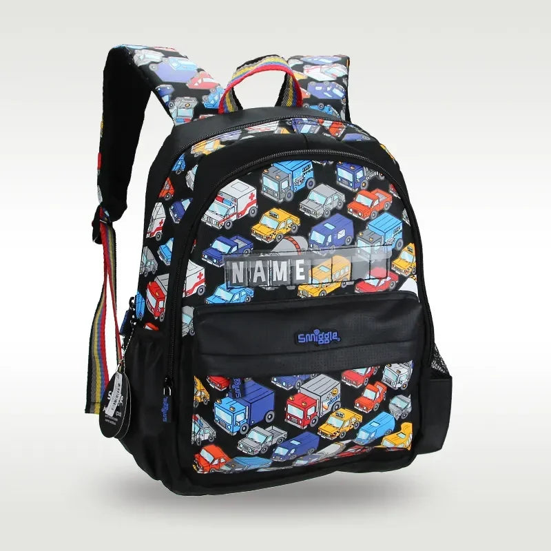 Smiggle School Bag : Cars Colorful & Stylish 14 Inch Backpack for Kids - Jaiman Toys
