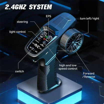 Hstar 1:43 RC Drift Car  2.4GHz 4WD Alloy 20 km/h High-Speed RC Racing Car with Gyro – (Light Blue)