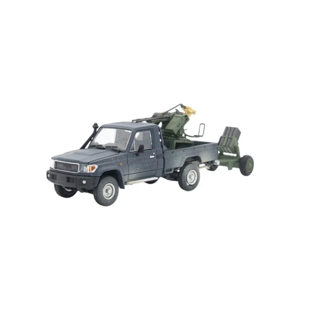 Hobby Fans 1:64 Toyota Pickup with Anti-Aircraft Gun & Mortar Trailer – Military Diecast Model - Jaiman Toys