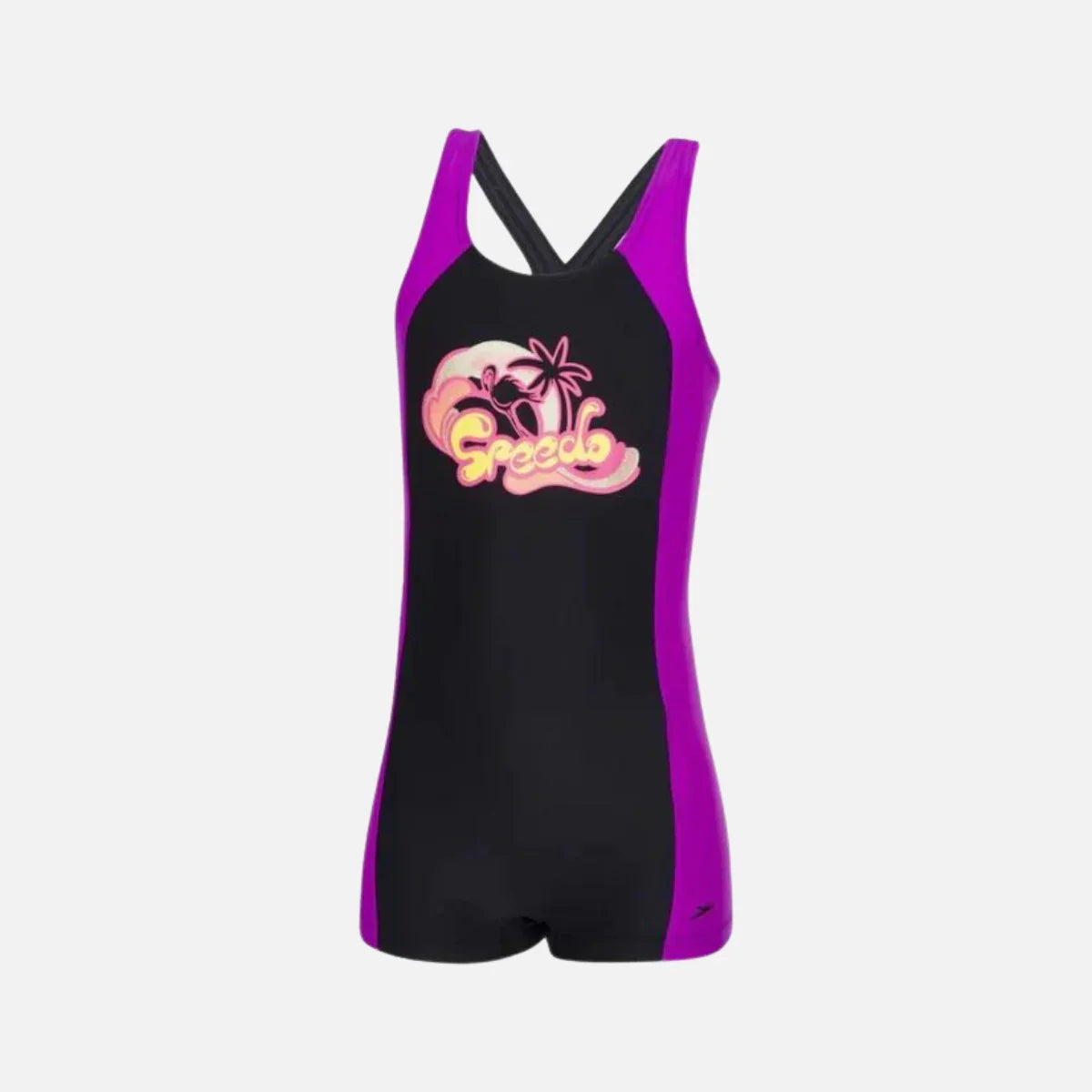 Speedo Girl's Cayla Legsuit Swimwear – Black & Diva, Size 32 | Comfortable & Durable Swimwear - Jaiman Toys