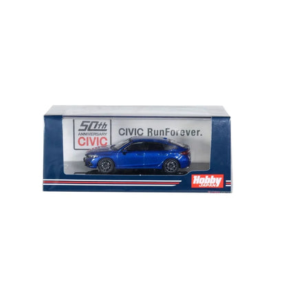 Hobby Japan 1:64 HJ641046ABL Honda Civic 50 Anniversary Run Forever FL1 Premium Crystal Blue Pearl Diecast Scale Model Car - Jaiman Toys