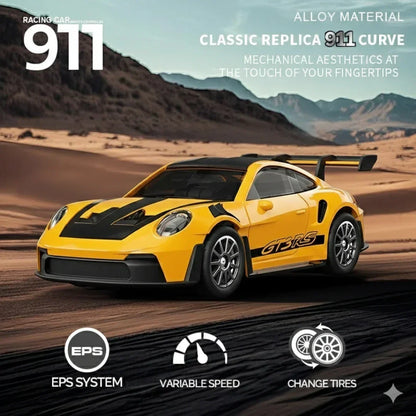 Hstar 1:43 RC Drift Car  2.4GHz 4WD Alloy 20 km/h High-Speed RC Racing Car with Gyro – (Yellow)
