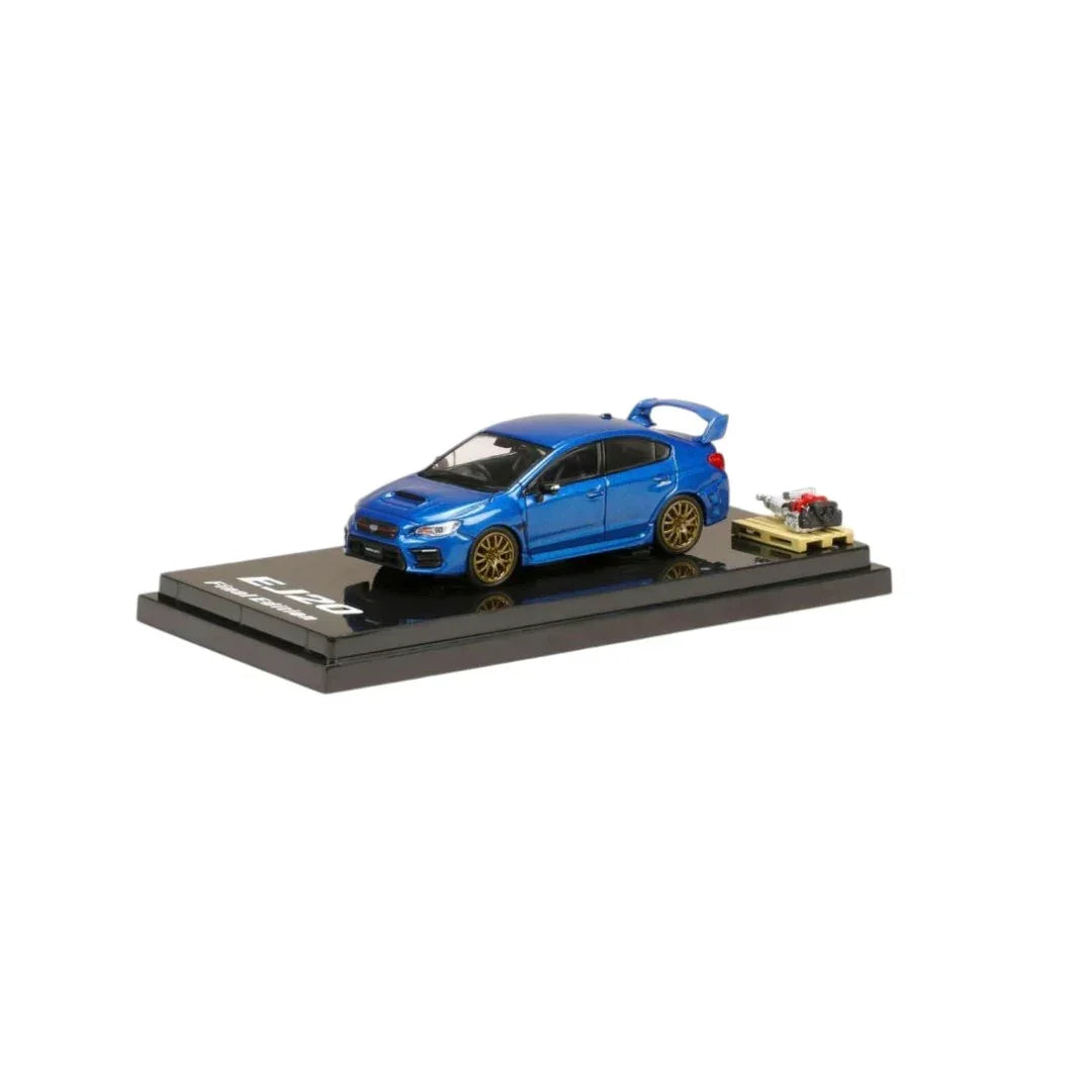 1:64 Hobby JAPAN HJ642021FBL Subaru WRX STI EJ20 Final Edition Scale Die-Cast Model Car with Engine Display – WR Blue Pearl - Jaiman Toys
