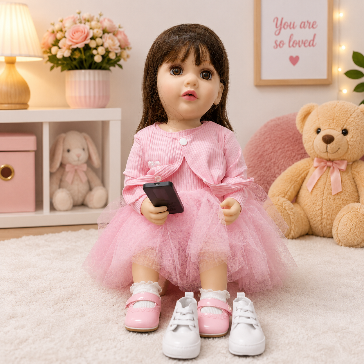 Interactive AI Baby Doll Bella Blossom with Remote Control, Story Book, Shoes & Sound Features | Talking Doll with Songs, Stories & Learning Fun | Pink Dress | Gift for Kids 3+ Years