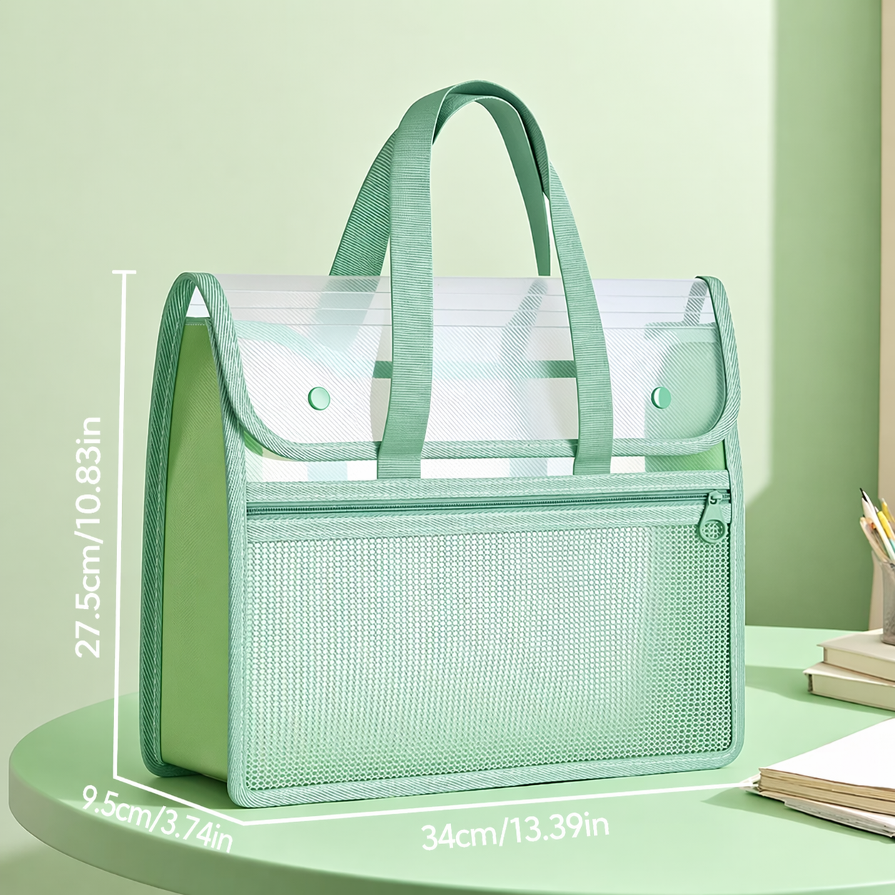 Portable Expanding File Organizer with Handle – A4 Accordion Document Folder with Zipper Pocket