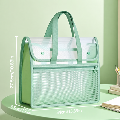 Portable Expanding File Organizer with Handle – A4 Accordion Document Folder with Zipper Pocket