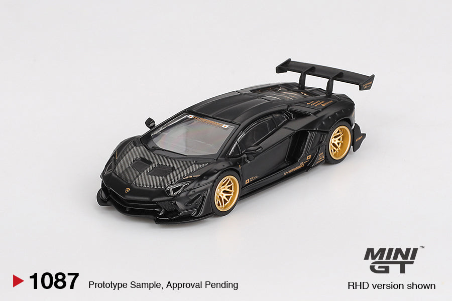 Mini GT 1:64 Scale #1887 LB★WORKS Lamborghini Aventador Limited Edition Matte Black Diecast Car