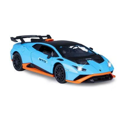 MSZ 1:40 Lamborghini Huracan STO Die-Cast Model Car – Blue| Pull Back, Openable Doors (67728)