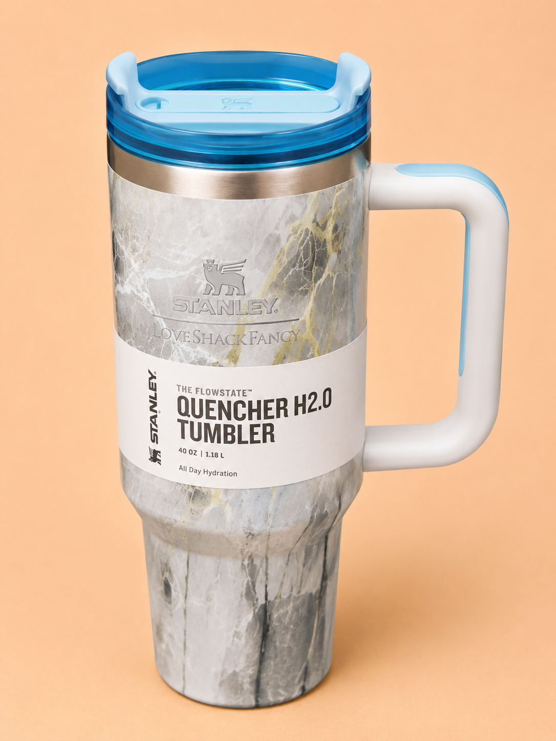 Stanley The FlowState Quencher H2.0 Tumbler 40 OZ Marble Edition | Insulated Stainless Steel Travel Mug with Handle