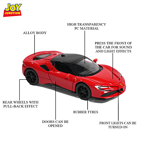 Joy Junction 1:32 Scale Ferrari Style Alloy Diecast Car Model – Collector Edition Metal Toy Car with Detailed Design
