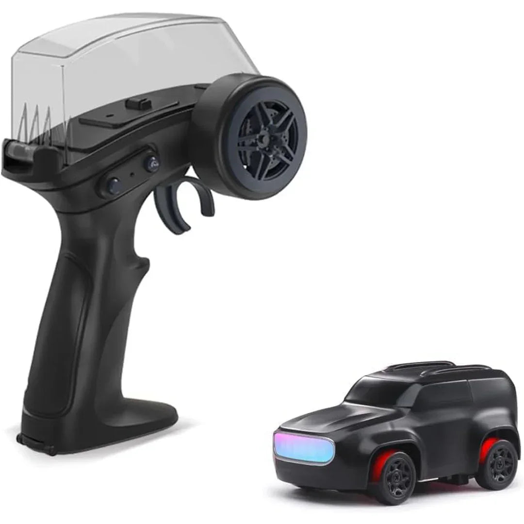 Mini 4WD Q197 1:64 Scale LED Drift RC Car – 2.4GHz Remote Control, Type-C Fast Charge, Adjustable Drift Modes (Black)