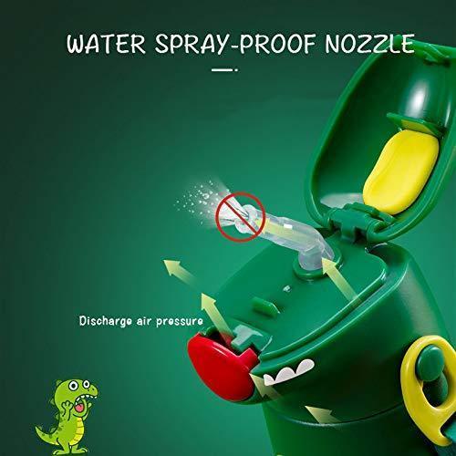 Kids Dino Water Bottle with One-Touch Flip Lid and Straw, Stainless Steel Bottle 400 ML (Green) - Jaiman Toys